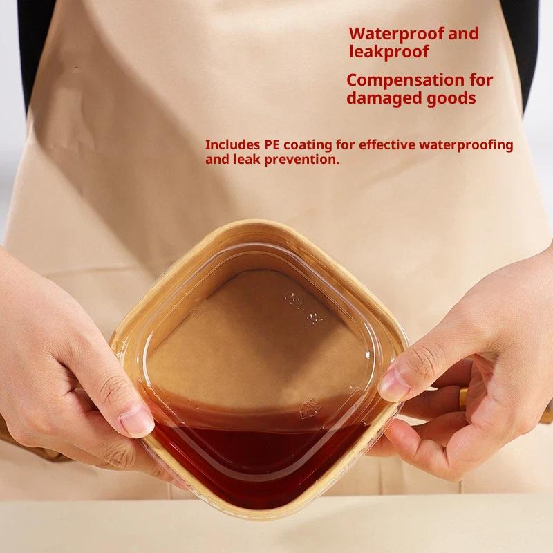 Kraft Paper Box - Disposable Square Kraft Paper Lunch Boxes