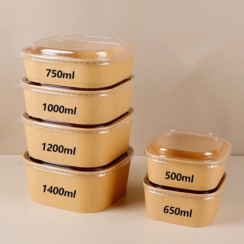 Kraft Paper Box - 10Pcs Disposable Lunch Box Kraft Paper